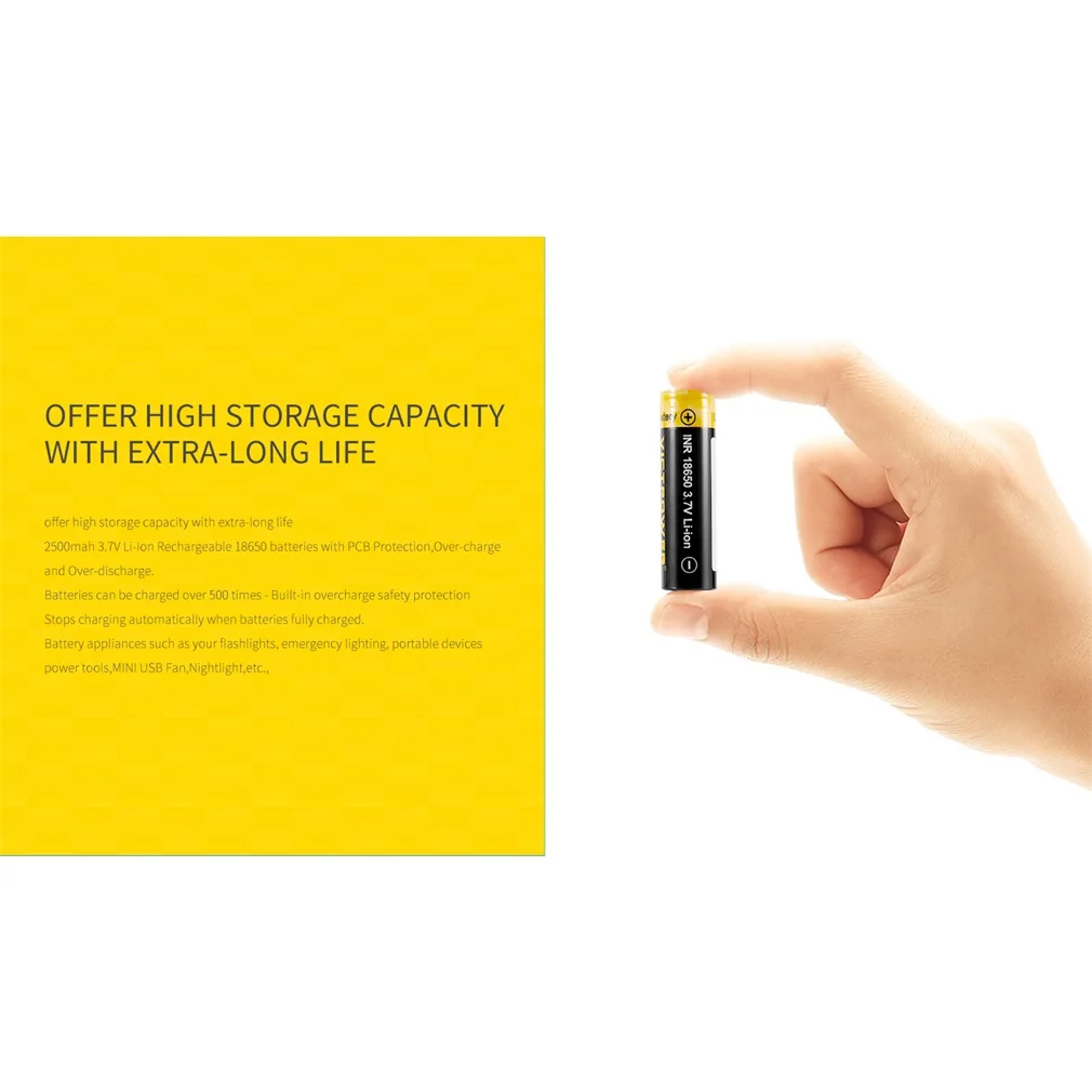 2 PCS High Capacity 3.7V 18650 2500 mah 20/10A Rechargeable Lithium-ion Battery for LED Flashlight Headlamps Search Lamp | Электроника