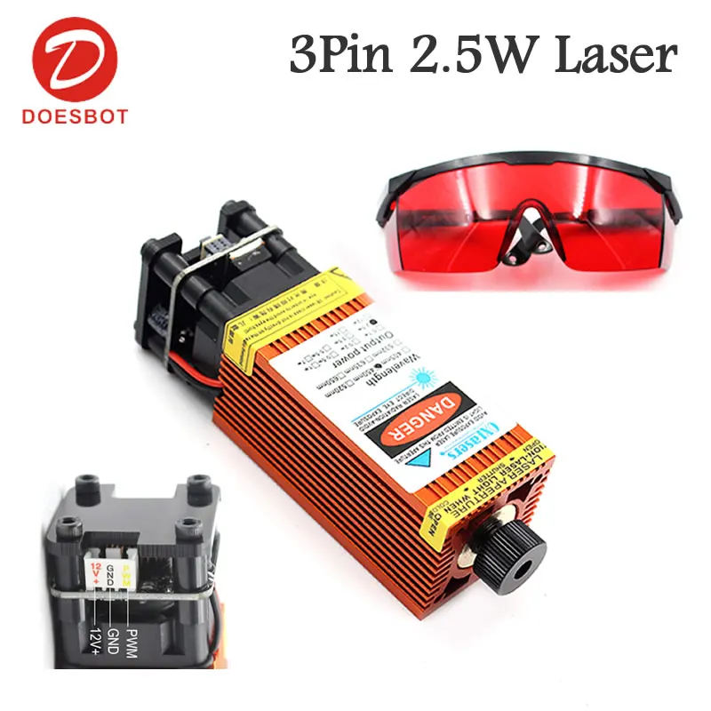 3Pin 12V 2500mw 2 5 w 450nm PWM ttl лазерный модуль гравировки CNC4018 3018 2818 Grbl | Инструменты