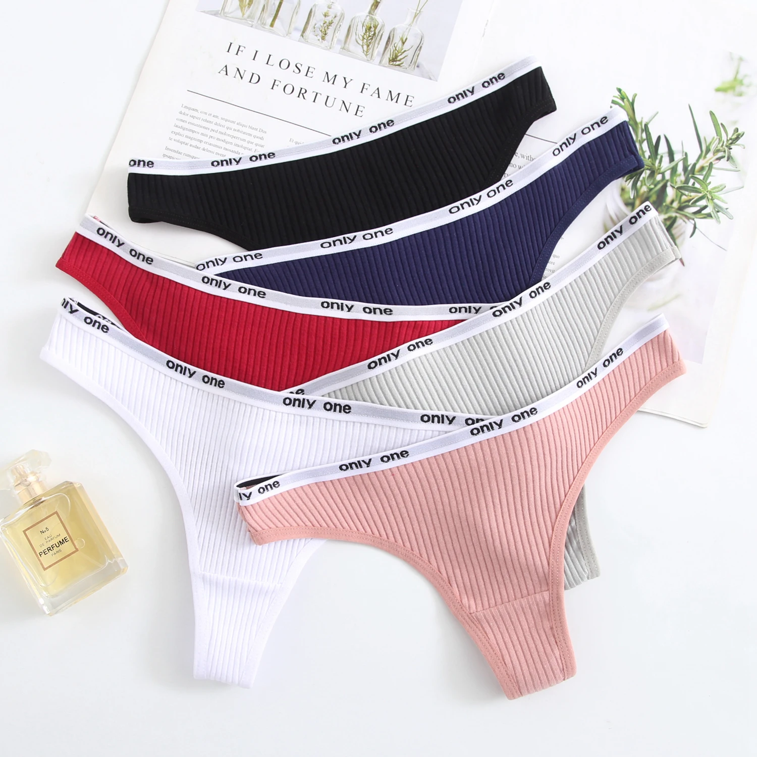 

3Pcs/Lot Women's Cotton G-String Thong Panties String Underwear Women Briefs Sexy Lingerie Pants Intimate Ladies Letter Low-Rise