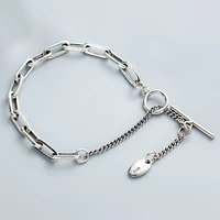 retro oval bracelet with silver plated stitching chain ot clasp bracelet is suitable for womens hip hop party jewelry