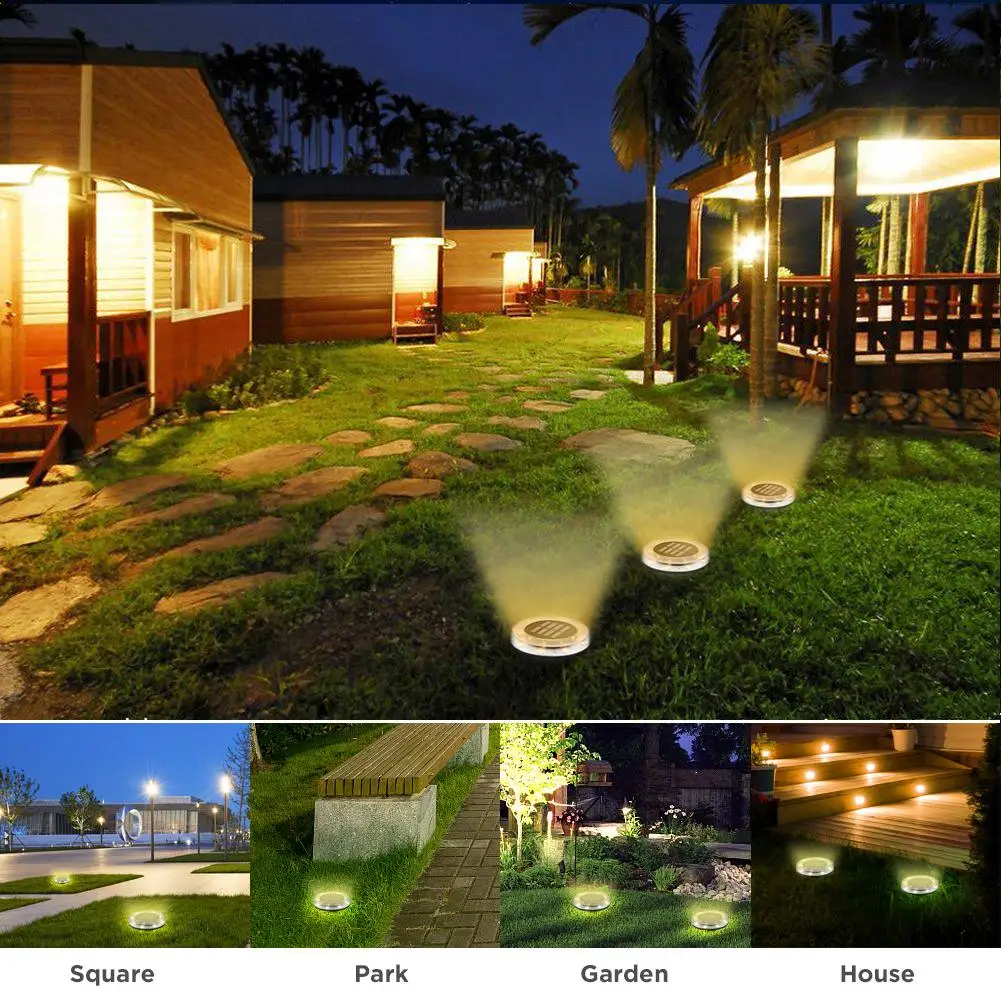 

8LED Solar Buried Light Waterproof Underground Lamp Garden Floor Deck Lights for Yard Driveway Terrace Stairs Lawn Lighting