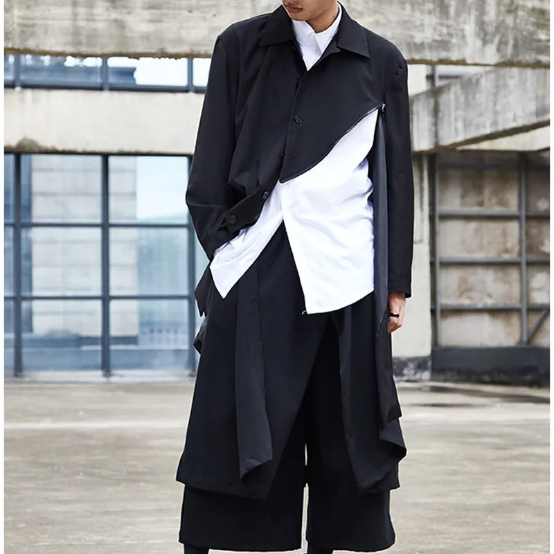 

Men Japan Streetwear Hip Hop Punk Gothic Black Harem Pant Male Fashion Splice Loose Wide Leg Skirt Trouser Kimono Men Fashion