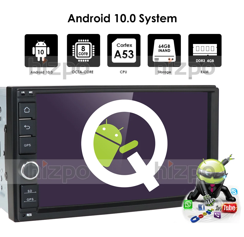 2 Din 7 ''Восьмиядерный Универсальный Android 9,0 4 Гб ram 32G rom автомобильный Радио Стерео gps навигация WiFi 1024*600 сенсорный экран 2din автомобильный ПК