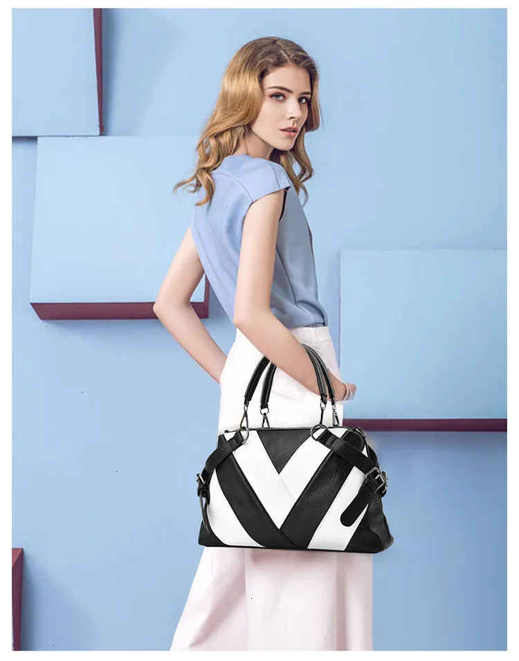 Большая женская сумка кожаные сумочки лоскутные черные серые розовые красные