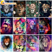 chenistory painting by number adults kits with frame lion diy handpainted color oil paint home wall art picture for decor gift
