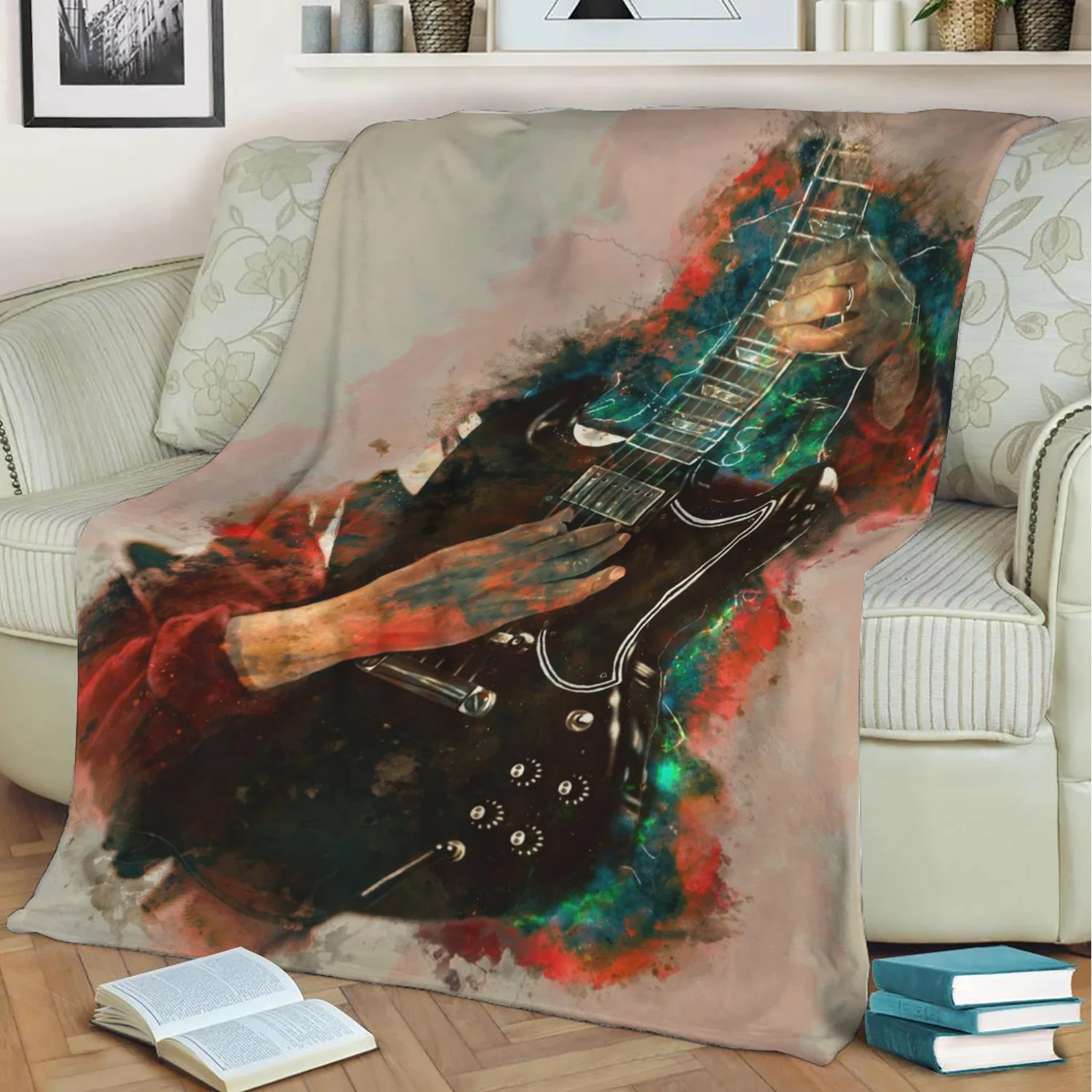 Angus Молодежная гитара 3D печать плюшевое одеяло накидка на диван домашний декор