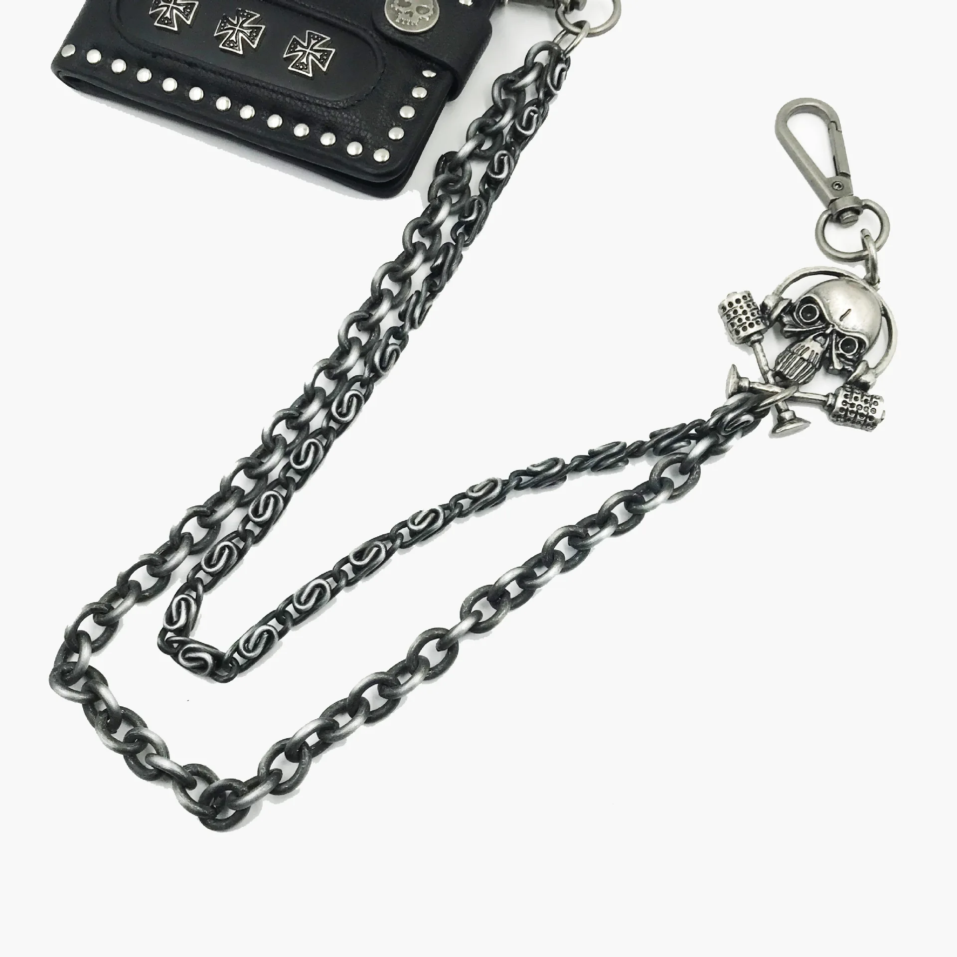 Череп прямые джинсы мужской кошелек цепи Серебряный призрак в стиле панк рок хип