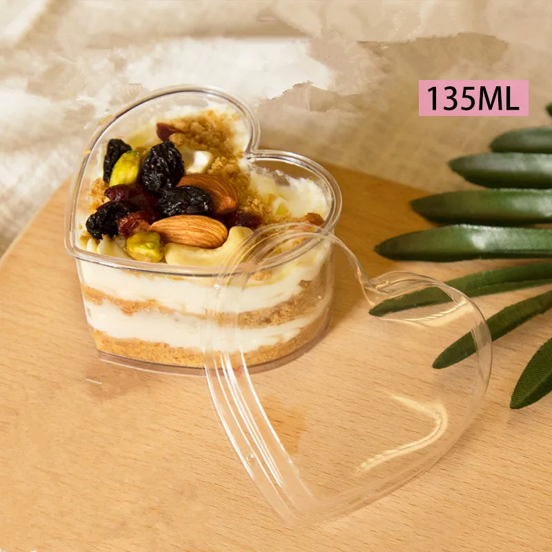 

25pcs Thick Heart Shaped Chocolate Mousse Pudding Cup Jelly Hard Plastic Love Cup Wedding Birthday Party favor Gift Box