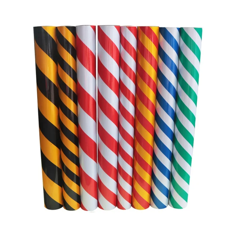 Telegraph Poles Road Barrels Self-adhesive Film Traffic Safety Warning Yellow Black / Red White Twill Dark Reflective Sheeting