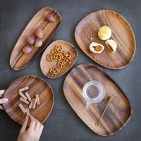 acacia wooden plate handmade bread cake dessert sushi plate butter fruit plate natural smooth storage tray creative