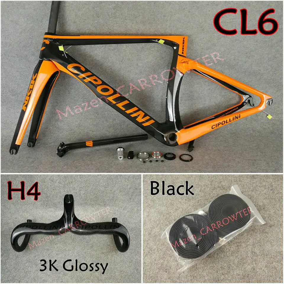 Package 5 Оранжевый черный T1000 3K MCipollini NK1K карбоновая дорожная рама Cipollini карбоновый руль седло бутылки воды Клетки упакованы для продажи - Цвет: Package 5