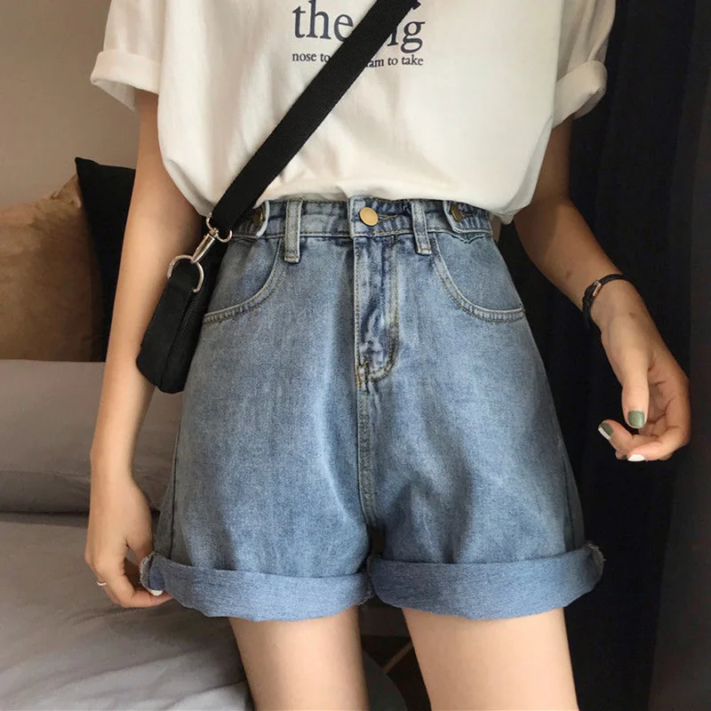 

Jeans Shorts Women Summer All-match High Waist Short Denim Shorts New 2020 Fashion Korean Style Vintage Casual Shorts Woman P477