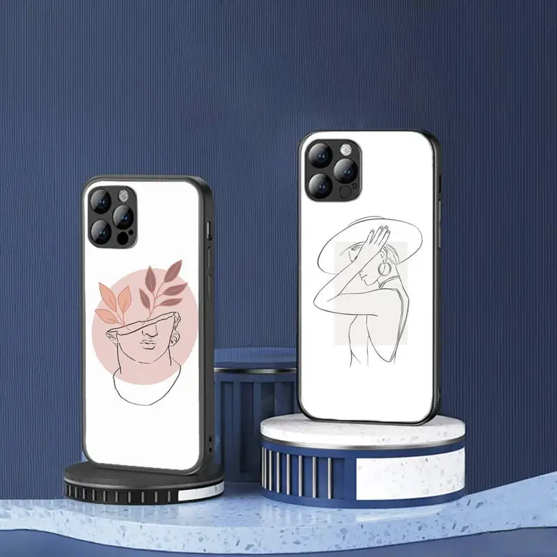 

Abstract artistic face design Phone Case for iPhone 13 7 8 11 12 Pro X XS XR Samsung A S Note 10 21S 71 Plus pro Max mobile bags