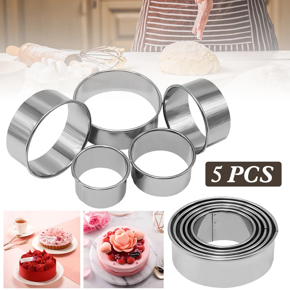 

5Pcs/Set Round Biscuit Cutter Mold Stainless Steel Pastry Dough Cutting Kitchen Home DIY Baking Mold 6/7/8/9/10 cm Cutting Tools