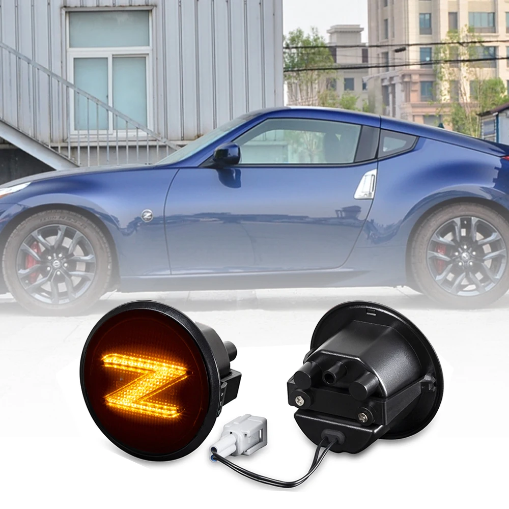 

2Pcs Led Dynamic Amber Side Marker Turn Signal Sequential Blinker Car Lights For Nissan 370z 2009 2010 2011 2012 2013 2014 2015