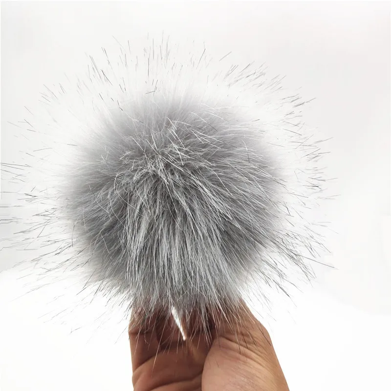 12cm colorful pompoms with snaps New winter artificial fur poms for knitted beanies cap hats shoes men's skullies & beanies