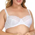 YBCG бюстгальтер без подкладки сетки Для женщин бюстгальтер размера плюс кружевное нижнее белье с вышивкой с цветочным рисунком без мягкий большие чашки для большой груди A B C D E F G