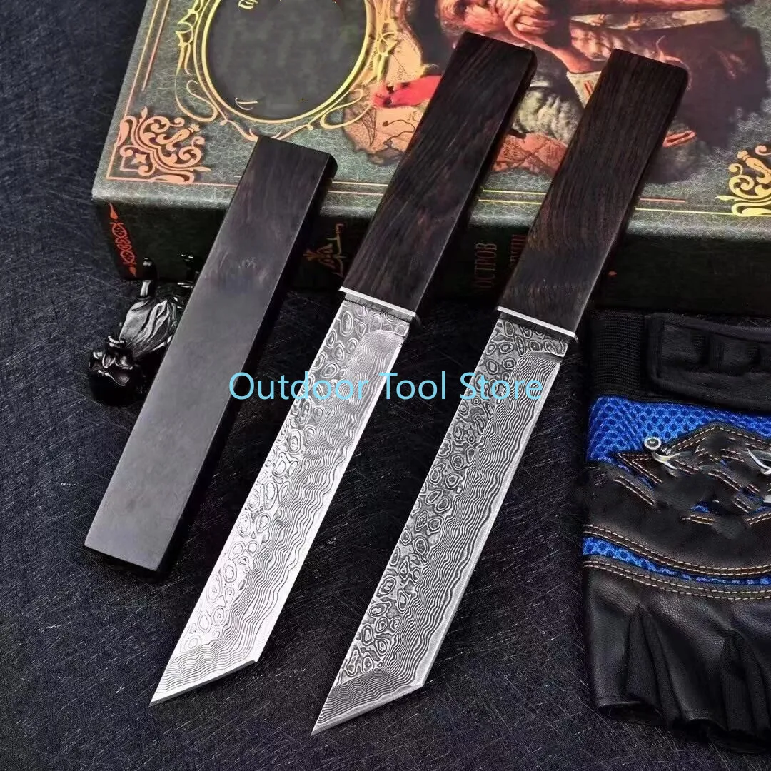 Черный нож Торнадо лезвие из дамасской стали с фиксированным лезвием 59 60HRC