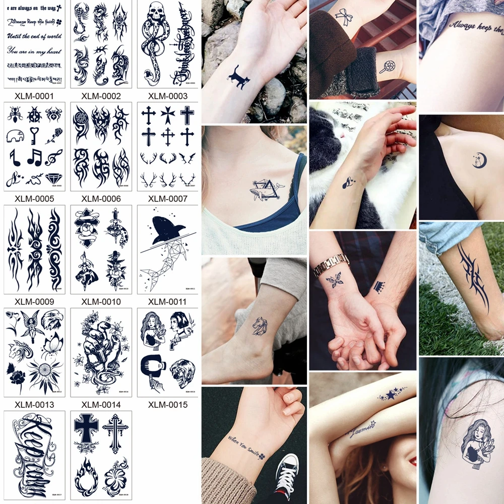 Водостойкие Временные татуировки наклейки 1 шт. черная татуировка большой черный