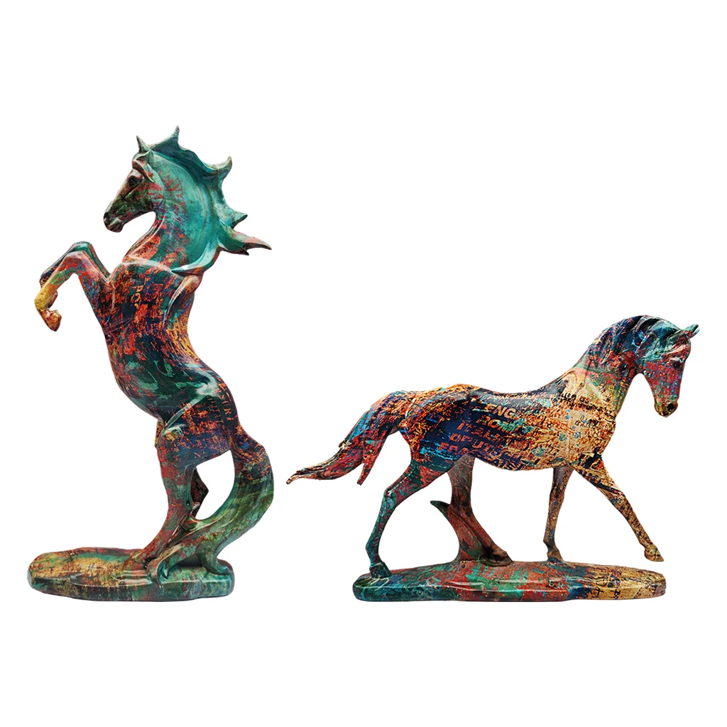 

Horse Statue Decoration Resin Collectible Multicolors Ornament Sculpture for Desk Gift Office Girls Success Christmas Good Luck