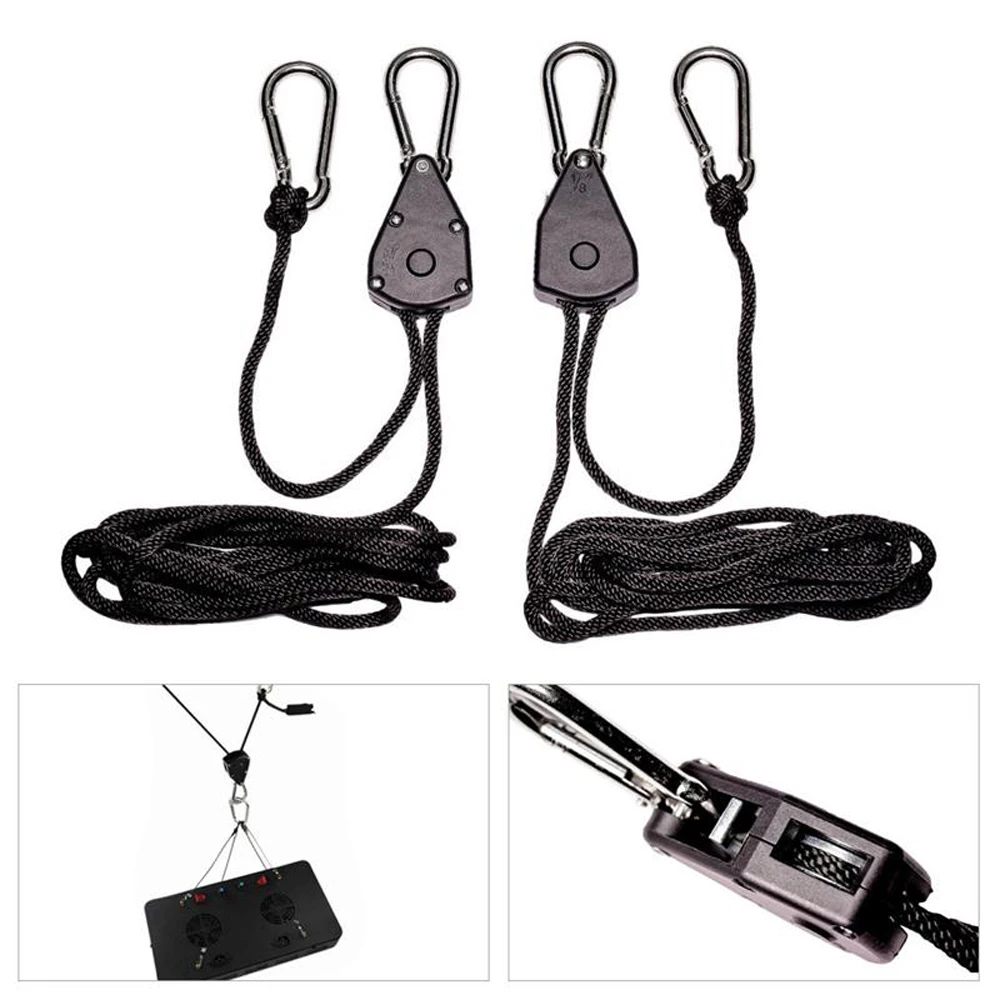 

2pcs 1/8 Inch Heavy Duty Adjustable Grow Light Ratchet Rope Hanger for Grow Light Fixtures Gardening Outdoor Camping Tent Hook