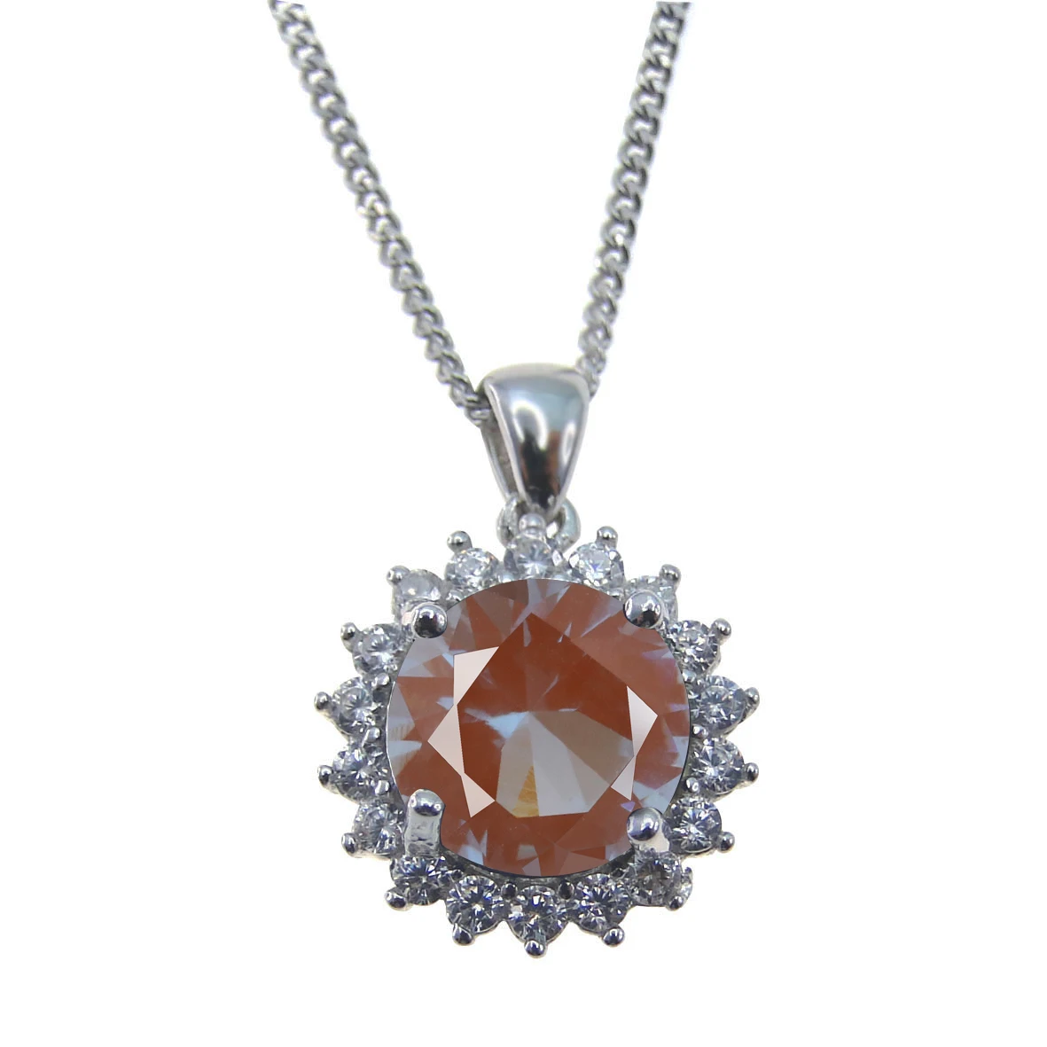 

Round 8*8mm Sweetdream Nanosita Pendant Necklace In Sterling Silver