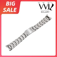 rolamy 22mm top luxury 316l stainless steel silver all brushed watch band strap bracelet belt watchbands for tudor black bay