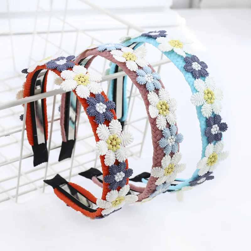 

Ethnic Crochet Flower Hairband Hair Accessories Floral Hair Bands Cute Hair Hoop Princess Head Band for Girls Ornament Headband