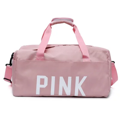 Pink E Новейший дизайн, розовая спортивная сумка с блестками и буквами для спортзала и фитнеса, сумка через плечо, женская и мужская сумка-тоут, сумка для путешествий - Цвет: Pink E