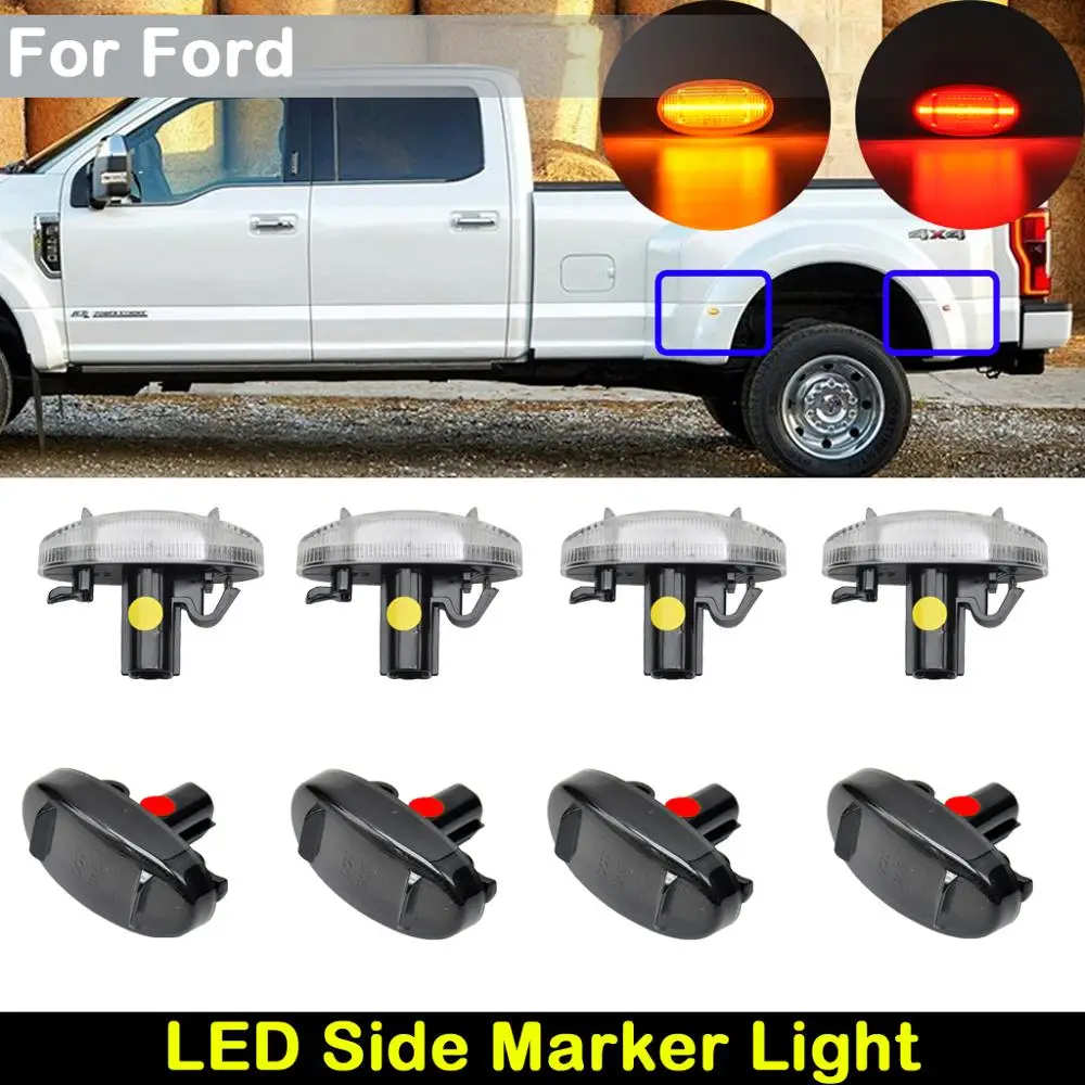 

For Ford F250 F350 F450 F550 Super Duty 2011-2018 Car Front Rear Amber red LED side marker lamp Turn Signal Light