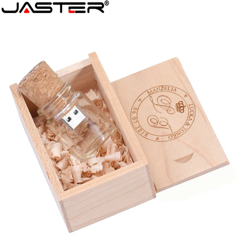 Флэш-накопитель JASTER с логотипом деревянной бутылки для дрифтинга + коробка usb 2.0