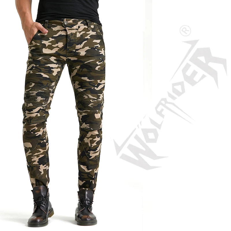 Белые камуфляжные мотоциклетные джинсы в виде солдата мужские брюки для езды на