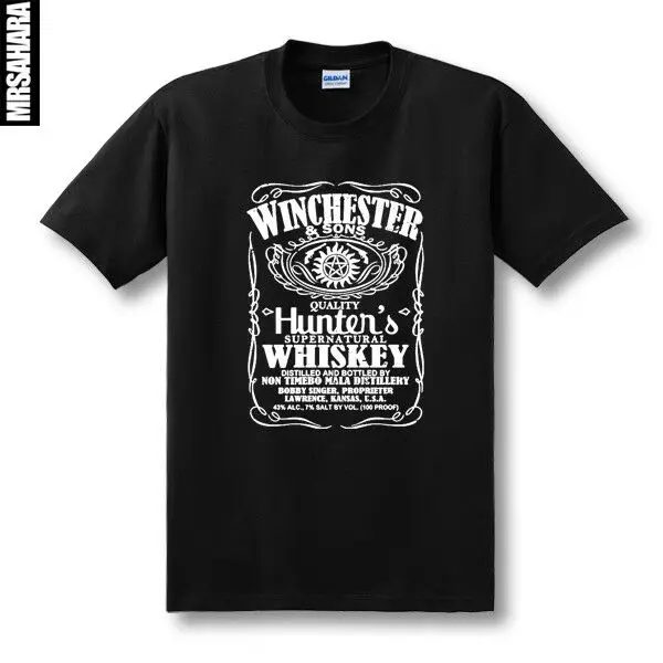 Сверхнатуральная футболка братья Винчестеры забавная черная хлопковая с