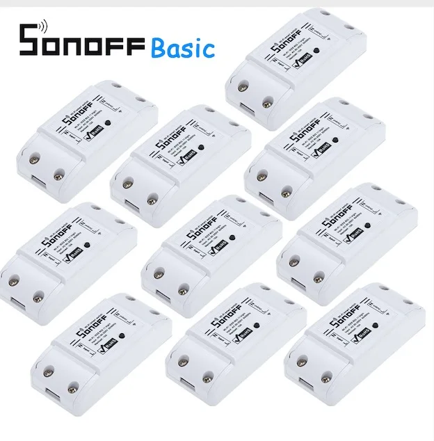10 pcs Itead Sonoff Basic R2 умный выключатель универсальный тип Wi-Fi розетка DIY модуль умный дом работает с Alexa Google home - Комплект: 10 pcs