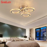 modern k9 crystal led ceiling lights stainless steel 35 rings lusters plafond for kitchen dinning room luminaire light fixtures