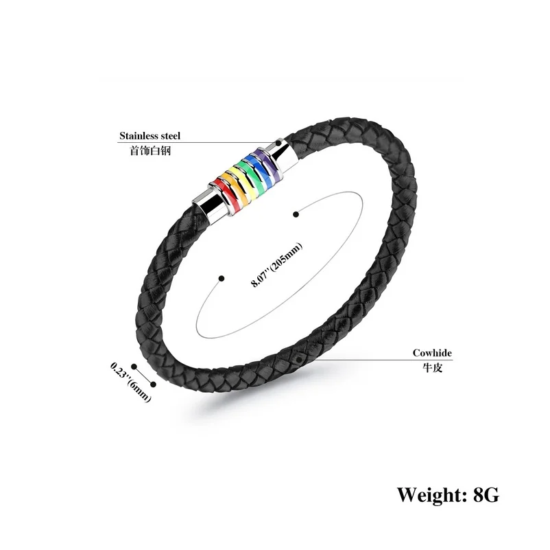 Магнитный Радужный Флаг ЛГБТ из титанового сплава очаровательный браслет