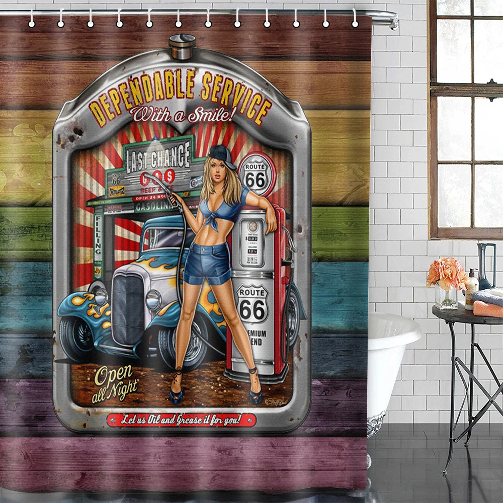 mtmety american 66 route shower curtain bathroom waterproof shower curtains sexy girl curtains in the bathroom bath screens free global shipping