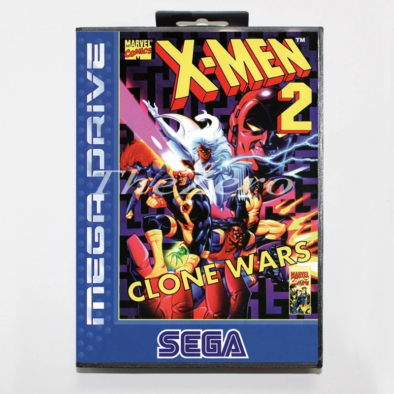 Xmen 2 клонов с коробкой для 16 бит MD видео карточная игра Sega игры Mega