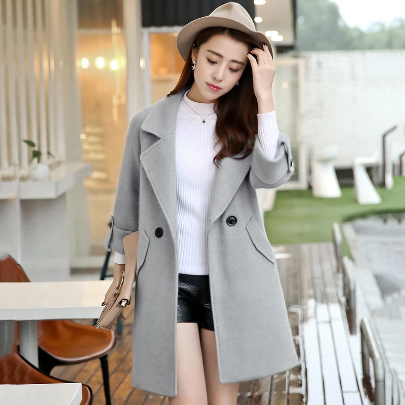Шерстяное пальто женское длинное зимнее женские куртки корейские элегантные