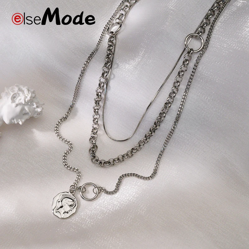 Чокер ELSEMODE из нержавеющей стали многослойный Женский ожерелье Ювелирное