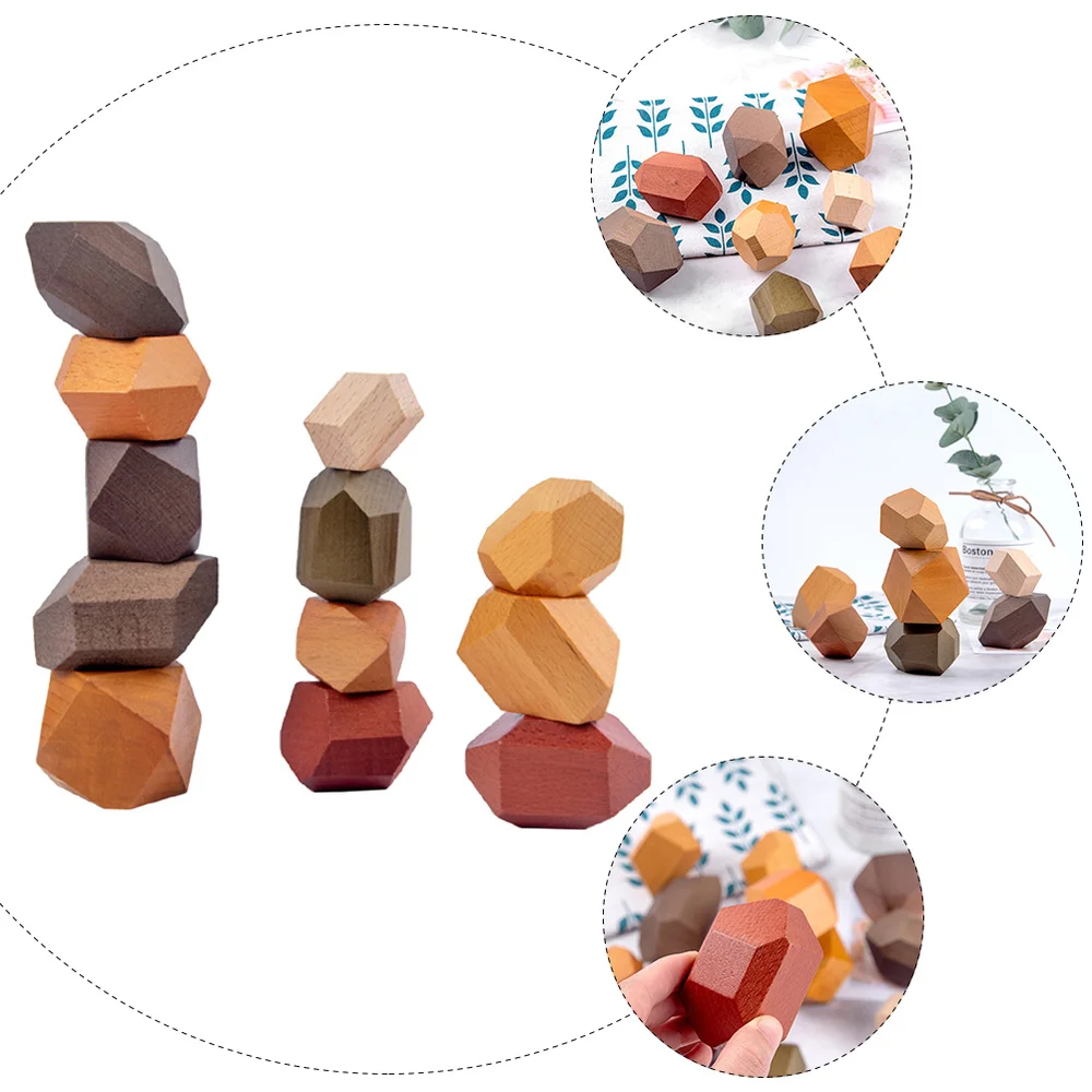

1 Set Stone Stacking Toys Wooden Educational Playset for Toddlers Kids