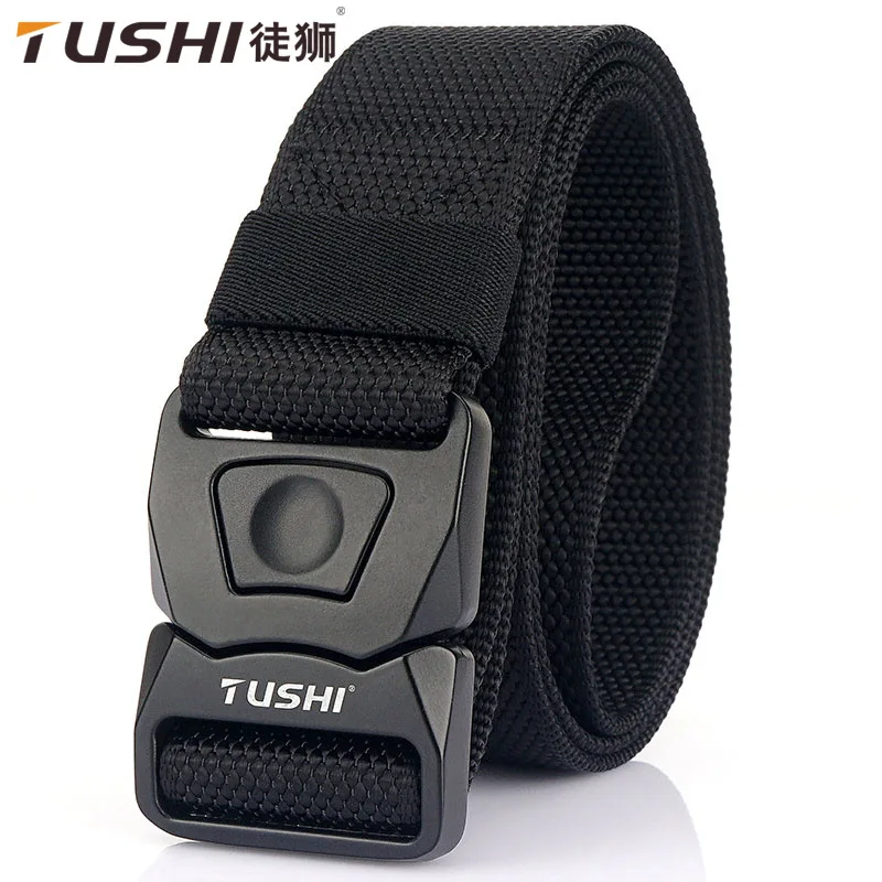 

TUSHI 2021 Fashion New Outdoors Sports Men Belt 125cm*3.8cm Nylon Tactical Waistband Metal Quick Release Buckle Male Ceinture 2