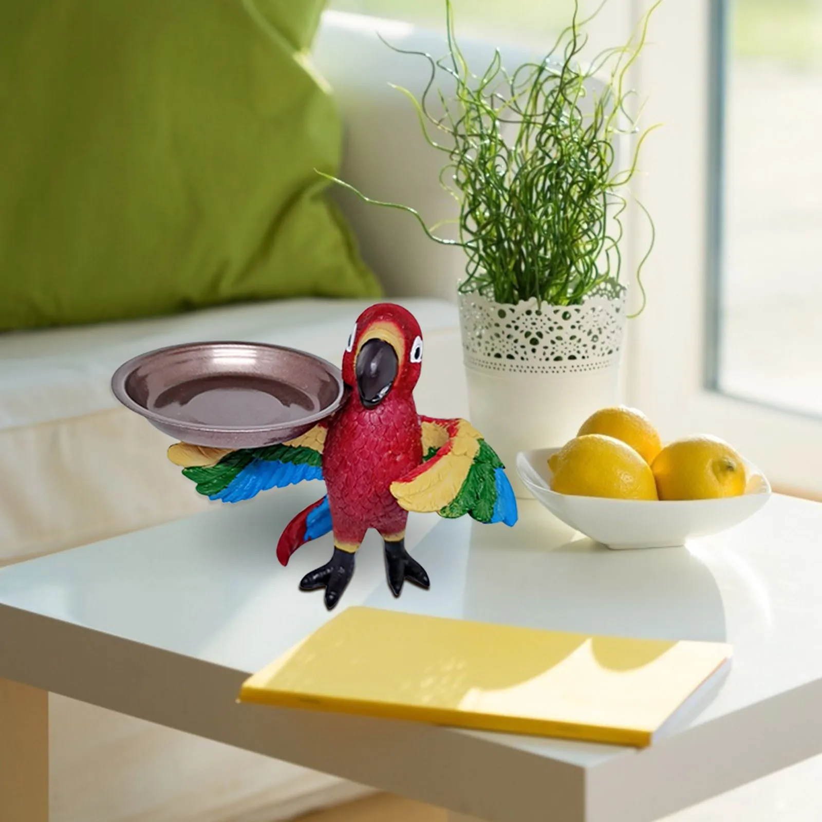 

40# Creative Gardening Parrot Waiter 3d Art Desktop Crafts Vintage Garden Decoration Outdoor Ornament Dcoration De Jardin