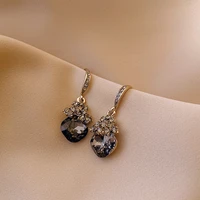 beautiful earrings gray crystal ear hook earrings female south korea 2021 new retro ladies temperament earrings