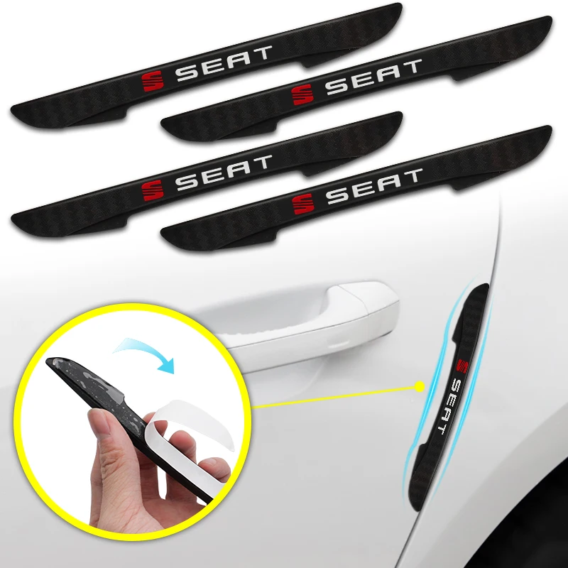 

4Pcs Car Side Door Edge Guards Buffer Protection Strips Sticker For Seat Leon 2 mk2 mk3 5f Ibiza 6j Cupra Altea Ateca Exeo