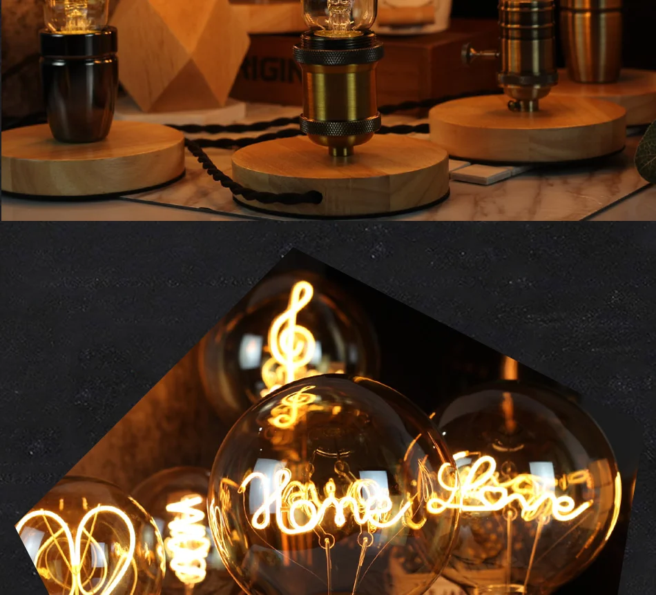 Марочные шарики edison домашняя декоративная светодиодная лампа накаливания 4 Вт с регулируемой яркостью G125Love Home Yes Note Copid's Arrow настольная лампа