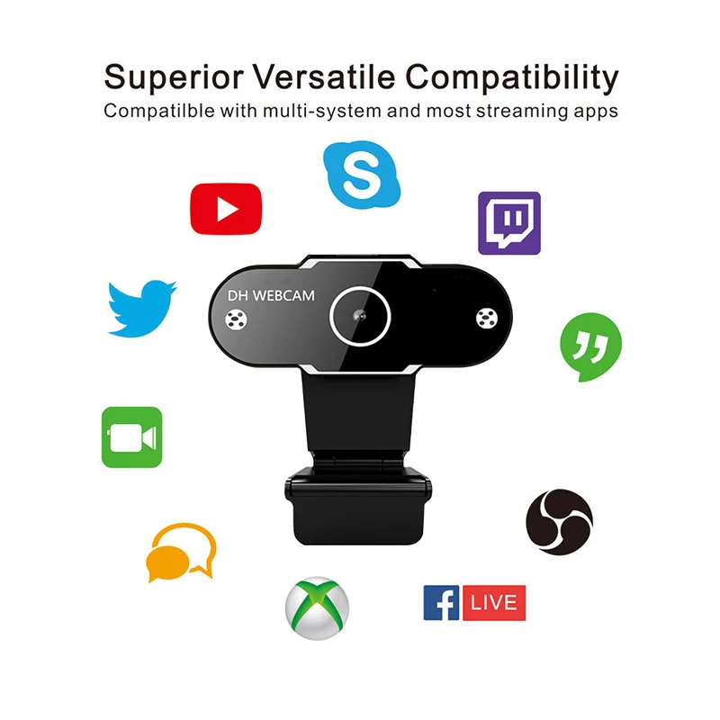

Full HD 2K Webcam Computer PC Web Camera With Microphone Rotatable Cameras For Live Broadcast Video Calling Conference Work