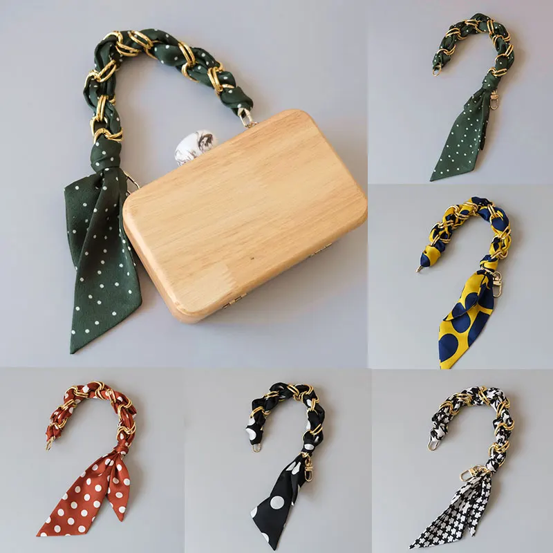 

All-match Silk Scarf Fashion Resin Replacement Belt Short Bag Strap Handle Celebrity Style All-match Silk Portable Short Chain