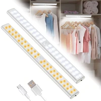 motion sensor light wireless 60 led night light usb rechargeable night lamp for kitchen cabinet wardrobe home wall decor closet