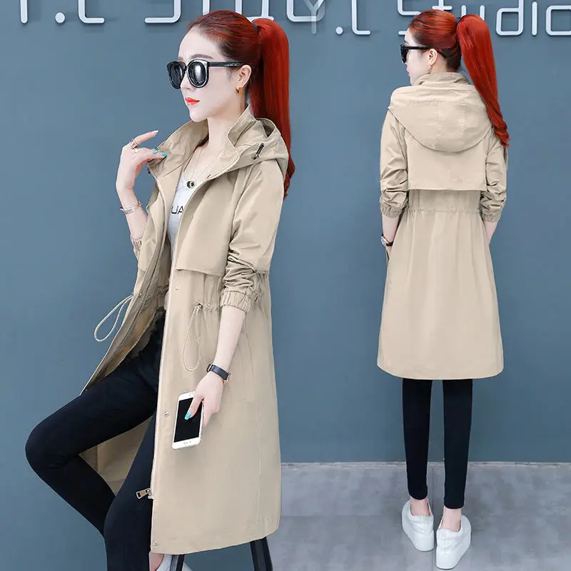 

New Trench Coat for Women Elegant Solid Fashion Slim Long Spring Casaco Feminino Abrigos Mujer Autumn Outerwear Coats W140